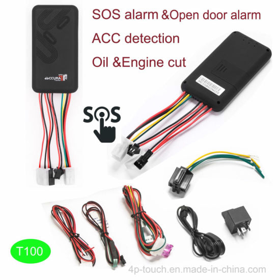 热销 GSM 车辆 GPS 跟踪装置，带防盗报警远程切断发动机 T100