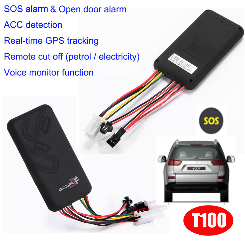 GSM 迷你 SOS 警报车辆 GPS 跟踪器，用于汽车跟踪，带 ACC 防盗远程切断引擎 T100
