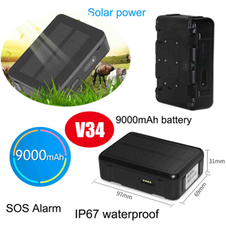 2G防水太阳能电动汽车GPS跟踪器带有地理围栏警报警报v34
