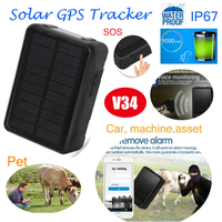中国工厂 2G IP67 防水汽车太阳能车载 GPS 跟踪器，带地理围栏警报历史跟踪回放 (V34)