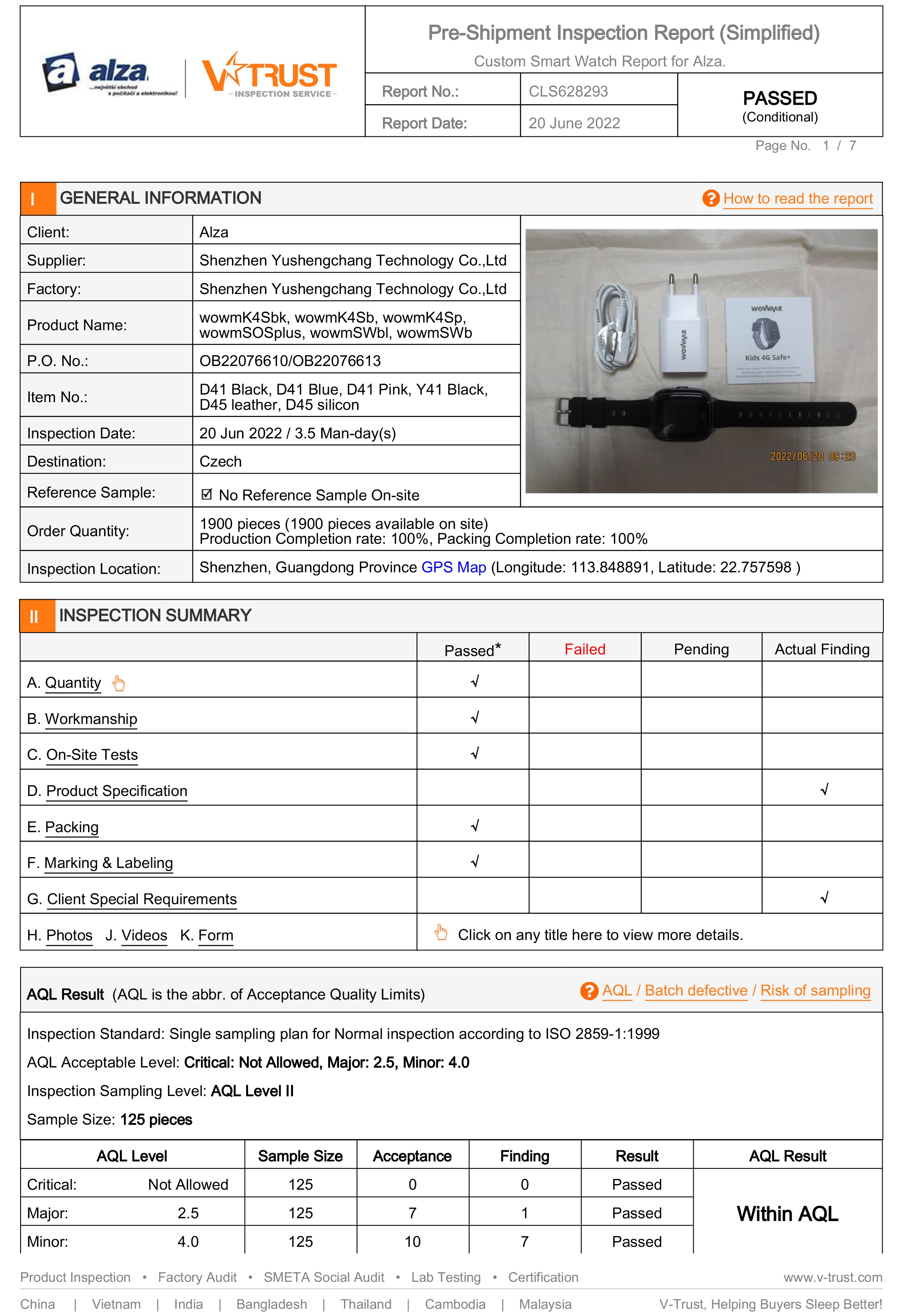 ALZA EU存储GPS跟踪器手表检查报告