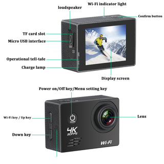 IP68 防水 wifi 运动相机，带 170 度广角 6 玻璃镜头