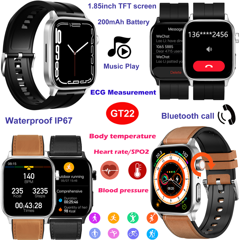 心率SPO2监视BT呼叫智能手表GT22