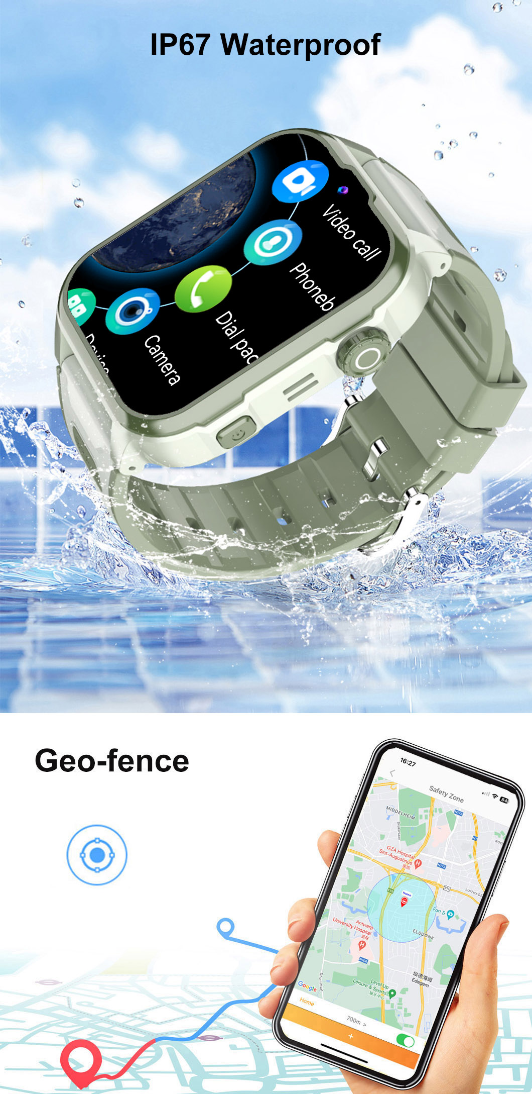 4G 旋转菜单 儿童 GPS 手表 D35P 