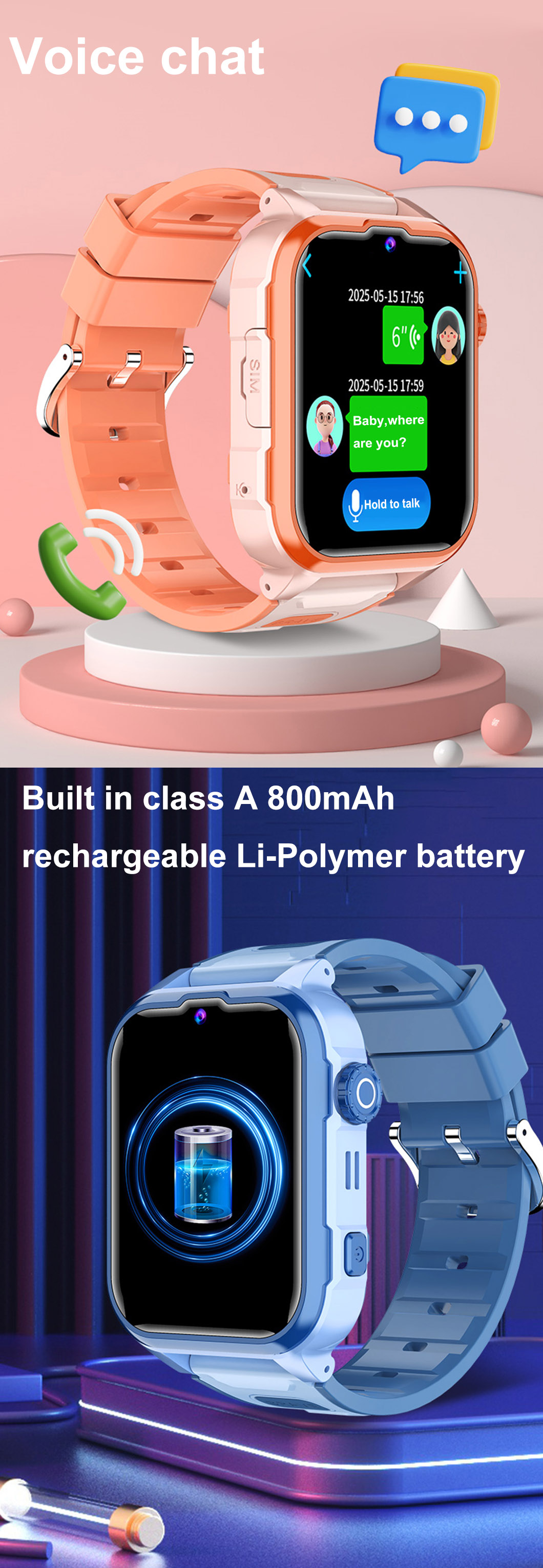 4G 旋转菜单 儿童 GPS 手表 D35P 