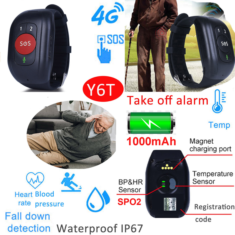4G/LTE体温老年医疗保健GPS手镯跟踪器Y6T