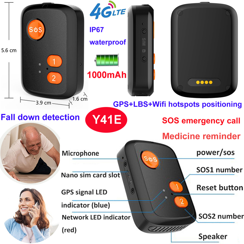 4G防水小型GPS跟踪设备带有跌落警报Y41E