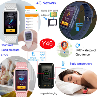 新推出超薄设计中国工厂 IP67 防水个人安全 GPS 追踪器手表带心率血压体温 Y46