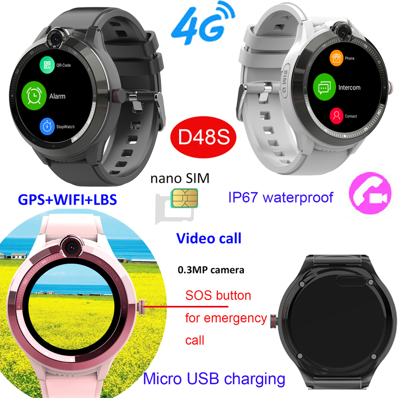 LTE IP67防水儿童儿童GPS跟踪器带有恐慌按钮D48S