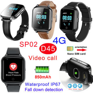 4G LTE防水高级医疗保健跌落检测GPS跟踪器手表D45