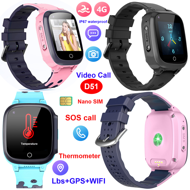 LTE IP67防水温度计礼品手表GPS追踪器儿童D51