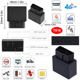 OBD LTE实时Google Map跟踪车辆GPS跟踪器T816