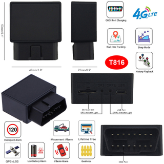 车辆远程关闭自动OBD跟踪LTE汽车GPS定位器T816