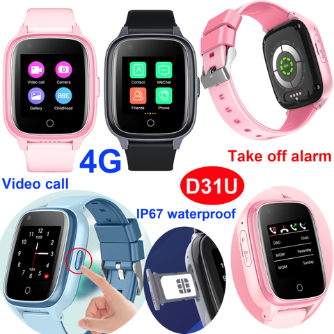 4G防水IP67视频呼叫Android Kids GPS手表跟踪器D31U