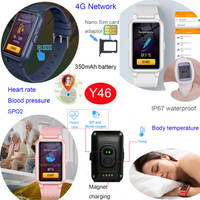 2022 新款超薄设计 4G LTE 防水 IP67 高级医疗保健安全安保 GPS 追踪器智能手表 Y46
